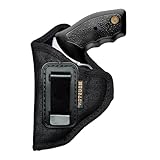 Houston Gun Holster for Revolvers – ECO Leather Concealed Carry Holster for .38 J Frame S&W Taurus Rossi Ruger LCR – Inside Waistband with Metal Clip – Fits Most 5 Shot Revolvers – Left Hand