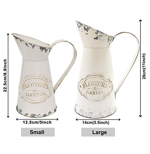 Soyizom Galvanized Metal Pitcher Farmhouse Decor Jugs White Pitcher Vases Flower Jugs Vase Shabby Chic Decor Water Can Milk Jug Rustic Decorations For Home Christmas Wedding,White-Jug/8.9”H-Small #TOP4