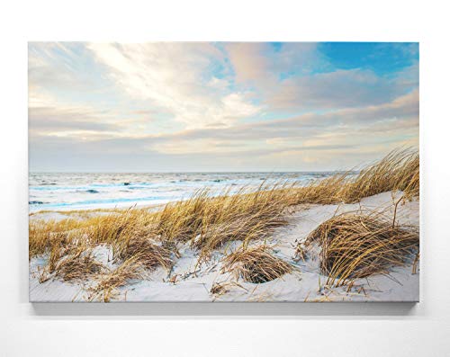 Atemberaubende Nordsee Bilder als XXL Leinwand-Wandbild 200cm x 150cm, Motiv Dünen, Strand & Küste. EIN Panorama-Bild für Wohnzimmer, Schlafzimmer. Fertig aufgespannt auf 4cm Holz-Keilrahmen