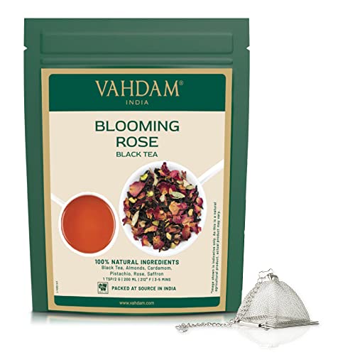 Vahdam, Blooming Rose Black Tea(200G) + Pyramid Tea Infuser #TOP19