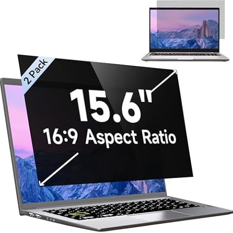 [2 Pack] 15.6 Inch Laptop Privacy Screen for HP/ Dell/ Acer/ Samsung/Asus/ Lenovo/Toshiba, Removable 16:9 Aspect Privacy Filter Screen Protector for 15.6 Inch Laptop, Anti Glare Blue Light Laptop Cover
