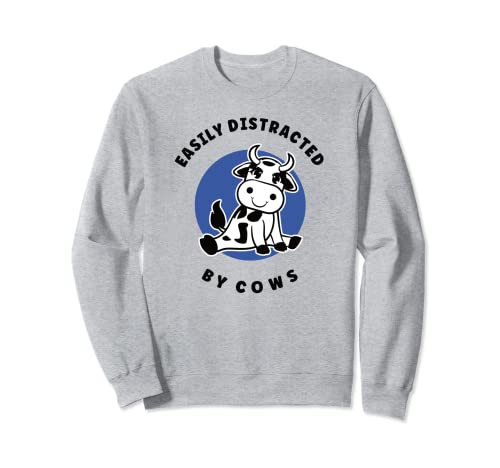 Fácilmente distraído por las vacas gracioso granjero de la vaca de los hombres lindo animal Sudadera