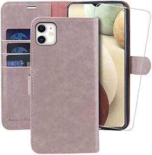 MONASAY Wallet Case for iPhone 12 Pro/iPhone 12 5G,6.1-inch[Glass Screen Protector Included] [RFID Blocking] Flip Folio Leather Cell Phone Cover with Credit Card Holder for iPhone 12/12 Pro Mint
