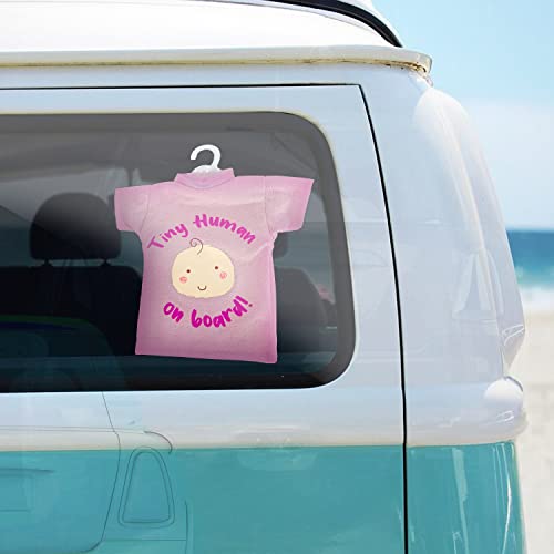 Simply Auto Tiny Human On Board Pink T-Shirt Sign for Car - Image 2