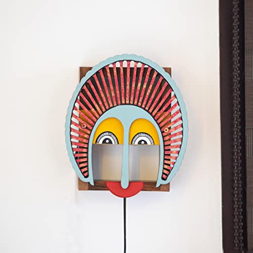 Image of ExclusiveLane Wooden Wall Lamp Wall Lights for Living Room | 'Gleeful Smile' Sheesham & Pine Wood Handpainted Decorative Wall Hanging Light for Home Decor (9 Inch, Without Bulb)