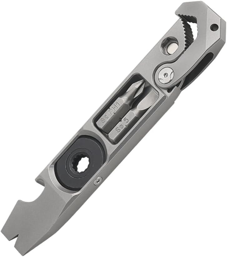 Primst Titanium Pry Bar,Versatile Pry Tool,EDC Tool,Bottle Opener, Nail puller, Ratche screwdriver, Wrench,Crowbar in One,Compact Versatile Pry Bar for Everyday Carry
