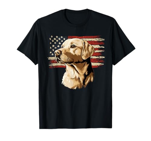 Yellow Labrador USA Flag T-Shirt