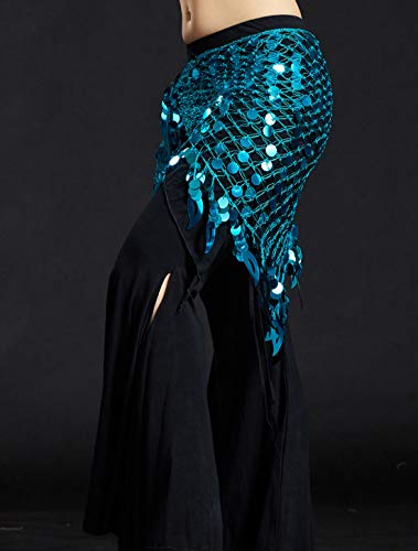 Gypsy Sequins Wrap Skirt Belly Dancing Hip Scarf Sexy Belly Dance Costume Accessories For Women Blue #TOP2