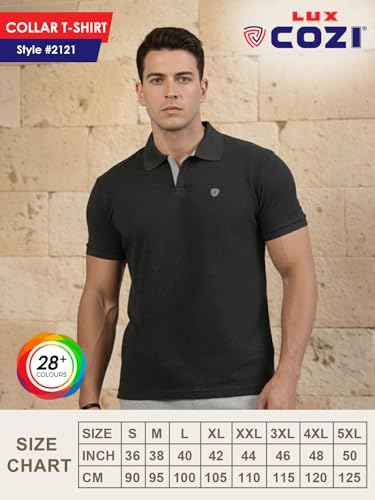 Image of Lux Cozi Men's Cotton Solid Polo Tshirt | Collar Tshirts | Half Sleeves | Stylish & Premium All Day Wear | Pack of 1