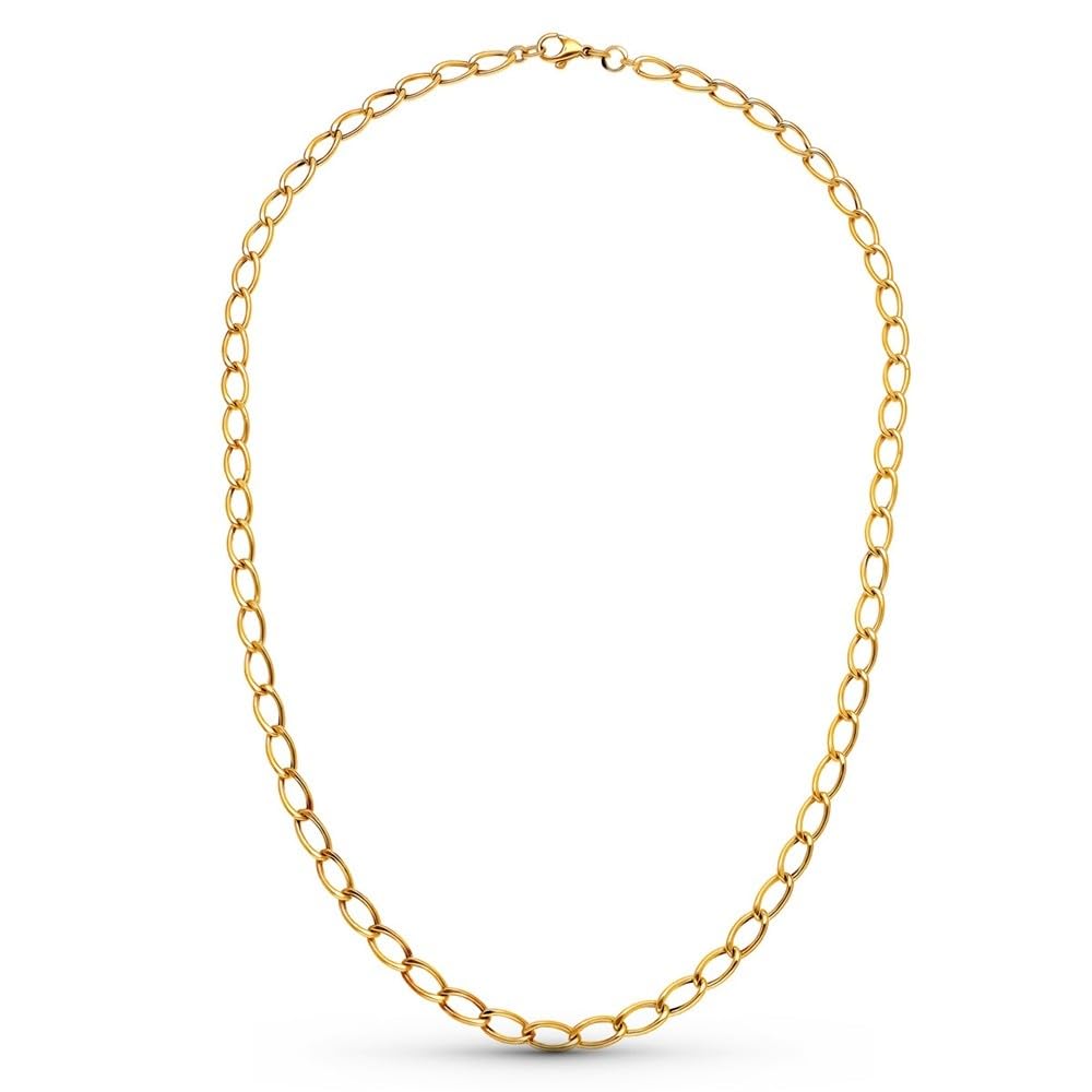 Catena in oro 18k con maglie romboidali cave, 50 cm.