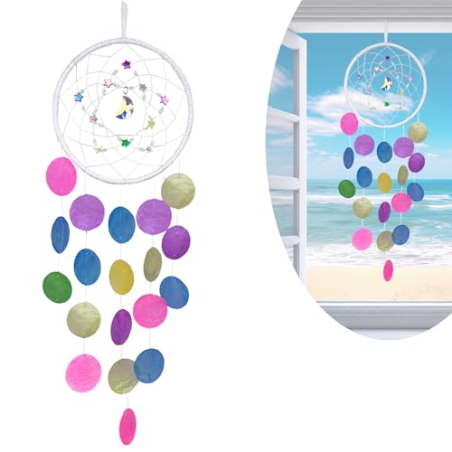 WENAUANG Carillons Éoliens en Coquillage, Carillon a Vent Exterieur, Carillon éOlien de Jardin à Suspendre pour Fenêtre, Mur, Chambre, Terrasse et Balcon, Coloré, Décoration Jardin