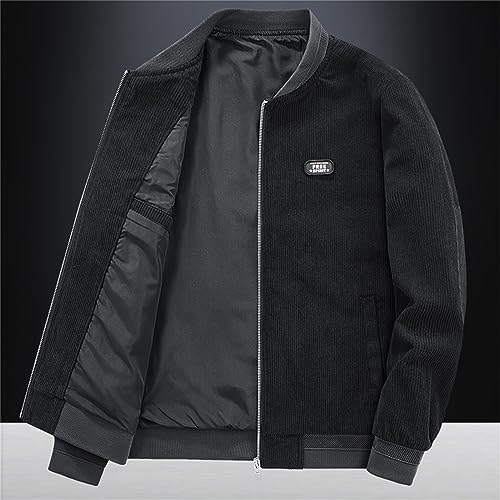 Mens Bomber Jacket Spring Fall Corduroy Lapel Work Baseball Collar Coat - image 2