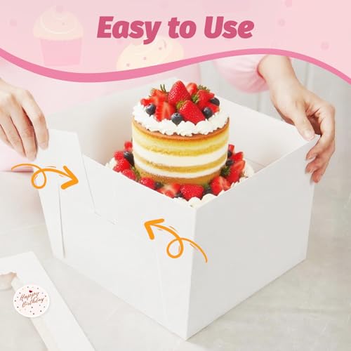 15pcs Cake Boxes, 12x12x6Inch Tall Cake Box with Window, White Bakery Boxes by Dayacoco - Used condition - Image 6