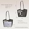 CORIOS Sacs Portés Épaule en PU Cuir Sac à Main avec Décoration de Foulard à Nœud Grand Sac Porté-Documents Serviette Mallette Élégant Bureau Travail Voyage Sac Fourre-Tout Noir #2