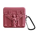 ZOSTLAND Wireless EarphonCase,Keychain Thick Soft Portable Ring Silicone Shockproof Protective Cover Box Compatible with Apple AirPods 2&1 Case Charge (Angel Red, AirPods 1&2)
