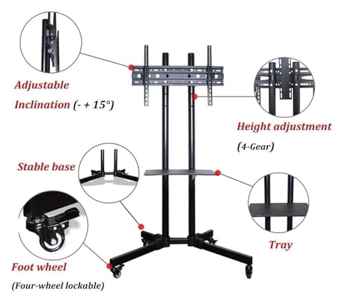 Soporte móvil para TV con ruedas, estante grande miniatura 3
