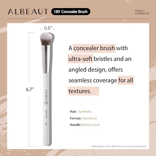 Albeaut Concealer Brush, Angled Brightening Concealer Makeup Brush Under Eye Blending Brush Kitten Paw (189 concealer) - Thumbnail 7