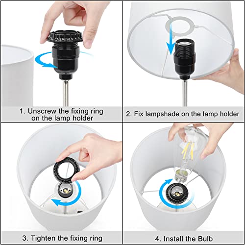 Shine Hai Lamps For Bedrooms Set Of 2, 3 Way Dimmable Touch Lamp For Living Room, Bedside Lamps With Usb Port And Outlet, Nightstand Lamp For Nursery Office, Night Light With Shade 2 Blubs Included #TOP7