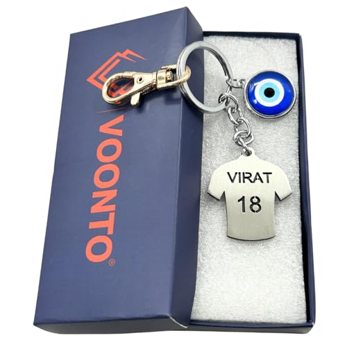 Image of Dhoni Virat Rohit Jersey with Evil Eye & Golden Hook Metal Keychain for Cricket Lovers Sports Person Excellent Gift for Birthday, Anniversary, Valentines Day (Pack-1)