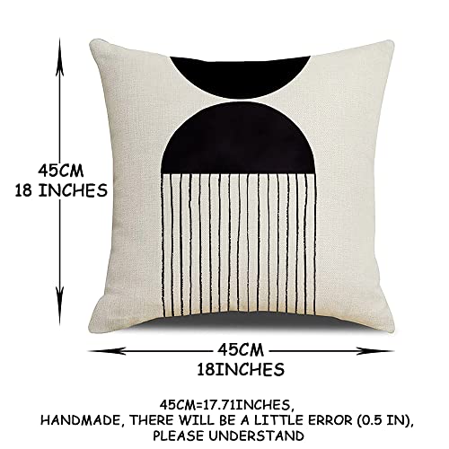 Icosamro Boho Pillow Covers 18X18 Set Of 4, Mid Century Modern Arch Sun Decor Cotton Linen Beige Throw Pillow Cover Decorative Bohemian Cushion Case With Zipper thumb #8