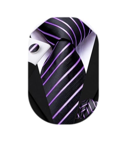 Image of Hi-Tie Mens 70inches Tie Set Extra Long Necktie for Men Cufflinks Handkerchief Big Tall Men Business Wedding