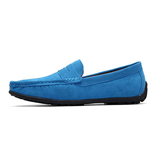 Men's Penny Loafer Suede Slip on Shoes Moc Toe Anti Slip Driving Shoes(RoyalBlue,10 M US)2