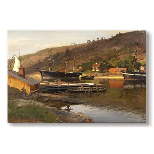 Hans Gude | Boats Near the Shore | Canvas Wall Art | LT629