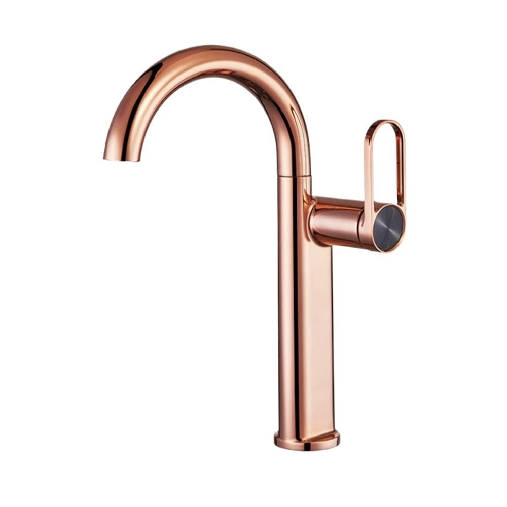 Robinet mitigeur lavabo salle de bain or rose brossé monocommande eau chaude froide
