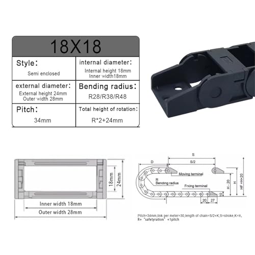 Chaîne porte-câbles 18x25 protégeant vos connecteurs de transmission CNC - 2