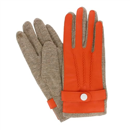 [オロビアンコ] 手袋 メンズ かっこいい 暖かい 自転車 おしゃれ 防寒 スマホ対応 秋冬 シンプル カジュアル ビジネス 人気 ブランド レザー 革 裏起毛 オレンジ