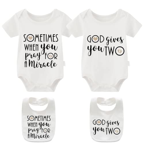 Image of YSCULBUTOL Twin Bodysuit 2 Pack Baby Girls & Boys Perfect Fun Shower Gift Newborn Twins Outfit