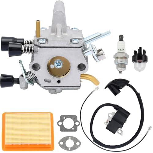 Dalom FS250 Carburetor for Stihl FS120 FS200 FS 250 FS300 String Trimmer Weed Eater Replace 4134 120 0603 with 4134 400 1301 Ignition Coil
