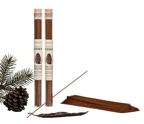 Pine Cone Incense Sticks Natural Woodsy Aroma for Daily Aromatherapy & Meditation Crisp Cedarwood & Forest Healing Scent Calming Zen Relaxation Handcrafted with Leaf Incense Holder