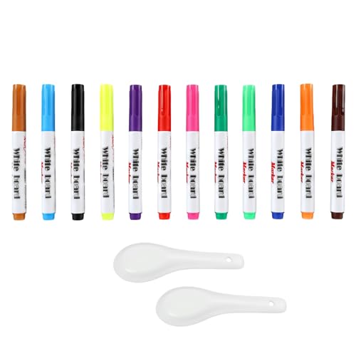 Juego de 12 Rotuladores Mágicos para Dibujos Flotantes, 2 Cucharas