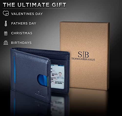 Serman Brands Rfid Blocking Slim Bifold Genuine Leather Thin Minimalist Front Pocket Wallets For Men Billfold Wallet Men Gift (Luxe Blue 2.0) #TOP5