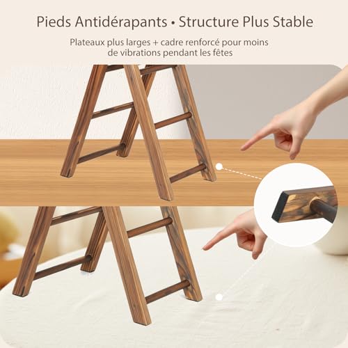 MORITECK 3 Tier Wooden Dessert Stand, Rustic Pine Cupcake Display Stand (5.9” Wide), A-Frame Tiered Tray for Pastries, Snacks, Party Table & Kitchen Decor by MORITECK - Image 5