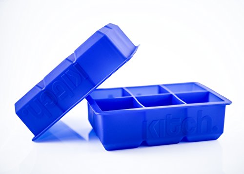 Large Cube Silicone Ice Tray, 2 Pack By Kitch, Giant 2 Inch Ice Cubes Keep Your Drink Cooled For Hours - Cobalt Blue #TOP2