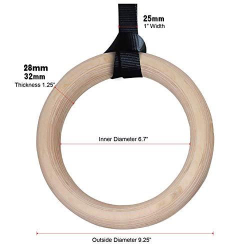 image for DesirePath Wooden Gymnastic Rings with Adjustable Straps - Olympic Gym