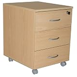 SIMMOB WICMA303 Caisson de Bureau 3 Tiroirs Hêtre, Bois, Jaune, 56