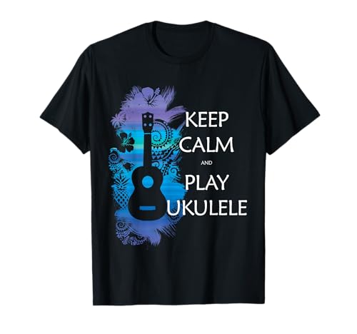 Keep Calm and Play Ukulele Tribal Colour T-Shirt