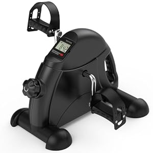 FEIERDUN Mini Exercise Bike, Under Desk Bike Pedal Exerciser for Arm/Leg Exercise, Adjustable Magnetic Resistance Desk Cycle with LCD Screen Display for Home/Office Workout