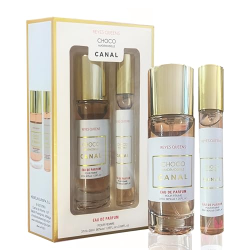 Set de 2 Perfumes Mujer 37 ml y 20 ml. Colonia de Chica para Bolso. Eau de Parfum Natural y Femenina con Fragancia Duradera para Viaje, Cita, Fiesta. COCO CANAL