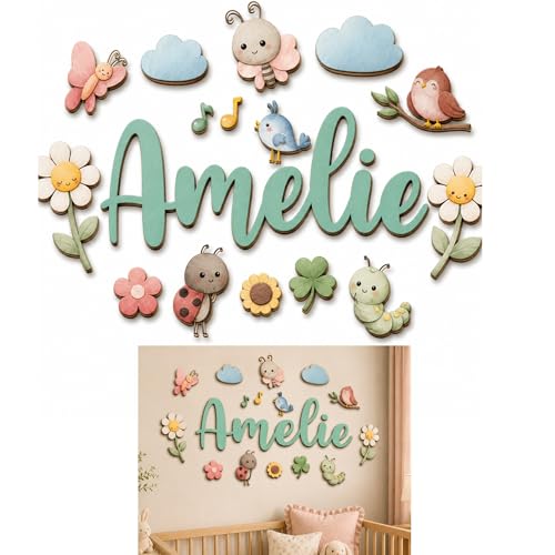 Custom Nursery Name Sign with Themed Decor Kit, Personalized 3D