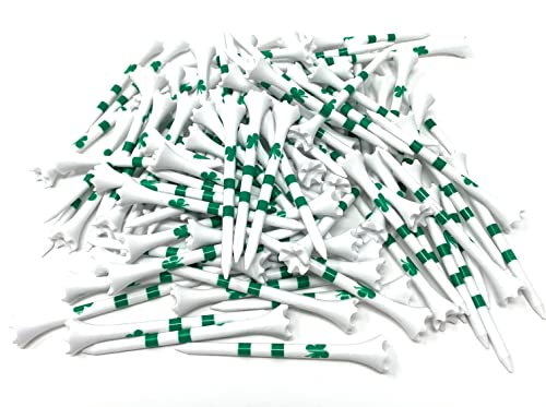 Northpointe Four Leaf Clover/Shamrock 3 ¼” Plastic Golf Tees – White With Green - 100 Tees In Bulk #TOP1
