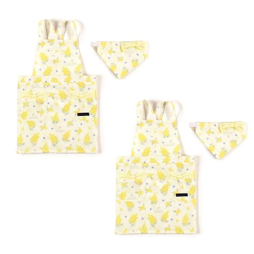 COLORFUL CANDY STYLE バッククロス子どもエプロン(100〜120cm) 撥水ノーアイロン ミモザフルール 2枚セット 女の子 かわいい 子供用 子供 エプロン 三角巾 セット キッズエプロン 幼児 小学生 可愛い かわいい おしゃれ 小