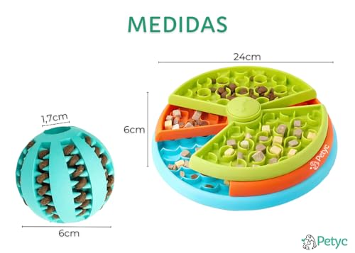 Kit Comedouro Labirinto 3 Níveis + Bolinha Porta-Petisco PETYC Para Cães e Gatos Alimentação Saudáve