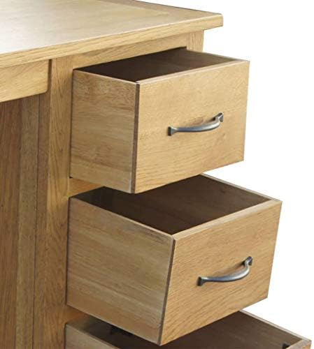 vidaXL Solid Oak Wood Desk with 3 Drawers Furniture Bedroom Office Table Stand