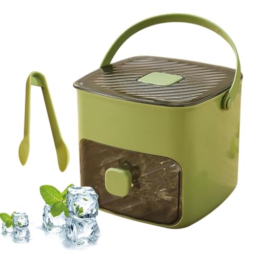Portable Freezer Ice Maker with Ice Bin Fast, ICES Cube Tray with Storage Drawer, 48 Grid Push Type ICES Maker, Portable Press-Style ICES Box for Effortless Ice Making & Storage for Home Use (Green)