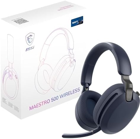msi Maestro 500 W Navy Gaming Headset – 40mm Neodymium Drivers, Omni-Directional Mic, Noise Cancelling, Lightweight Comfort, Foldable, Cross Platform Connectivity