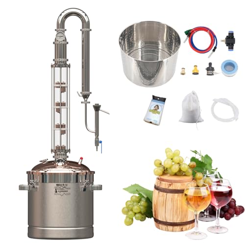 HOOLOO 10.6Gal/40L Alcohol Distiller Wine Making Kit Home Brewing Kit Pure Copper Lid for DIY Whisky Wine Brandy Gin Vodka(CT50Cu)